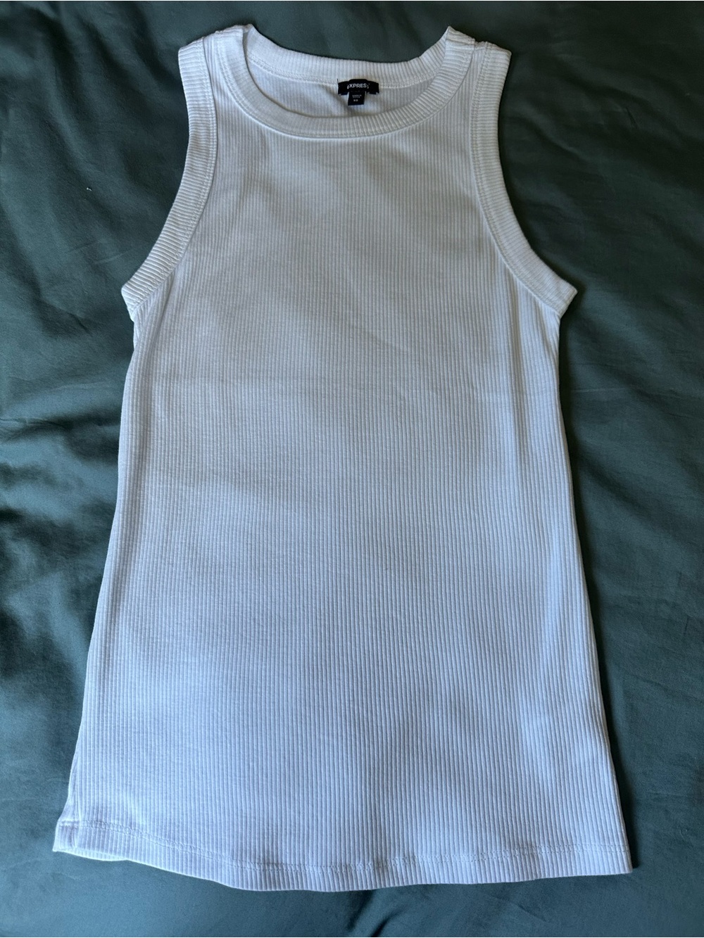 Express White Ribbed Tank Top XS